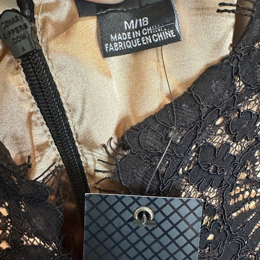City Chic Black Lace Over Nude Maxi Dress - Picture 4 of 12